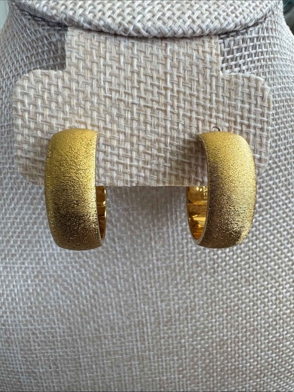 Vintage Monet Textured Gold Dome Hoop Clip Earrings
